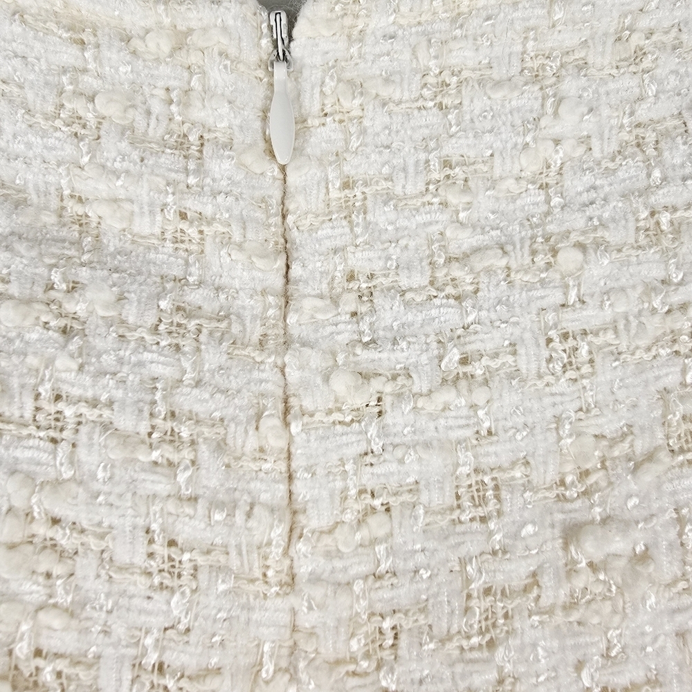 Vintage Paule Vasseur Elegant Tweed Cream Skirt Light Wait Size M - Picture 5 of 12